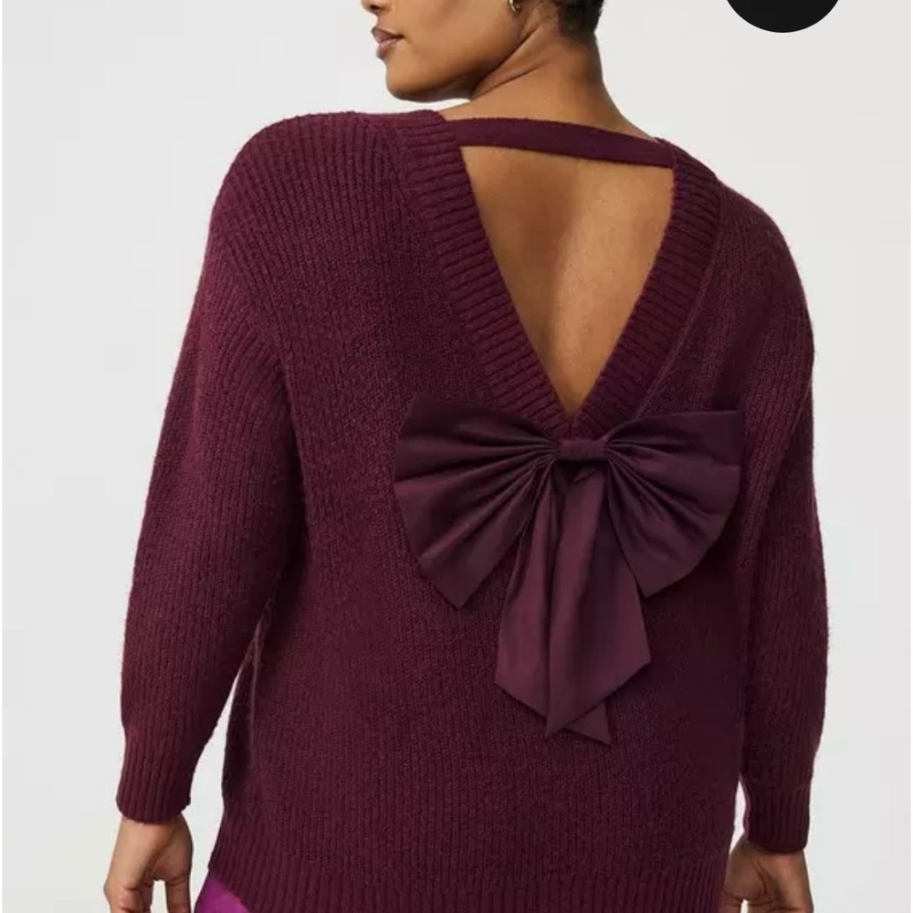 Burgundy Sweater with Back Bow Detail